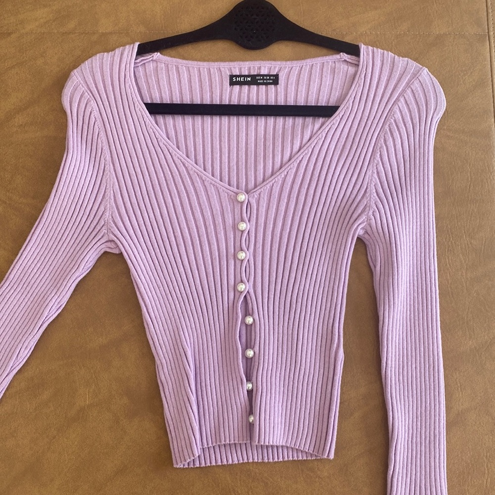 Purple pearl button up